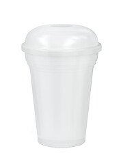 Image showing White plastic cup for smoothie or frappe