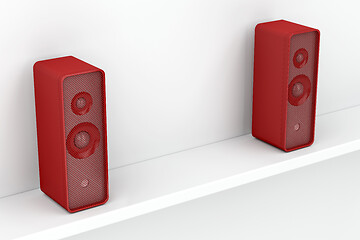Image showing Red stereo speakers