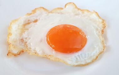 Image showing Fried egg on a white plate 