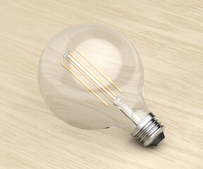 Image showing Decorative LED bulb on wood