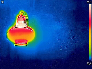 Image showing Thermal image, Lighted classic lamp on the wall