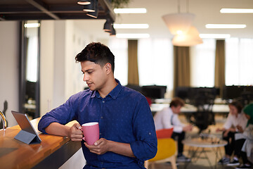 Image showing casual indian business man taking break from the work