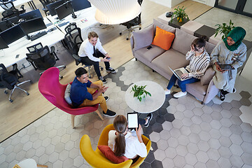 Image showing Multiethnic startup business team having team building