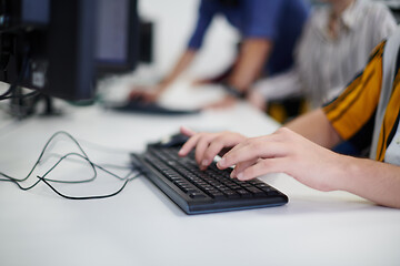 Image showing casual business man working on desktop computer