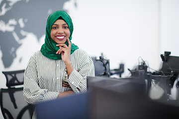 Image showing portrait of african muslim business woman at office