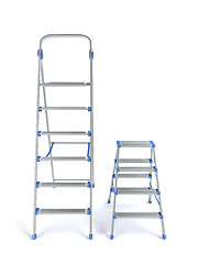 Image showing Two aluminum stepladders
