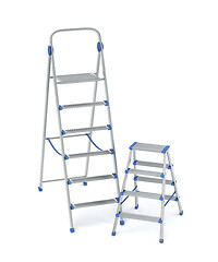 Image showing Aluminum ladders with different sizes