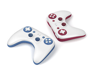 Image showing Two wireless gaming controllers