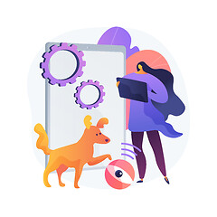 Image showing Robotic pet sitters abstract concept vector illustration.