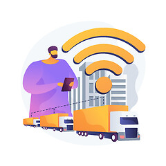 Image showing Truck platooning abstract concept vector illustration.