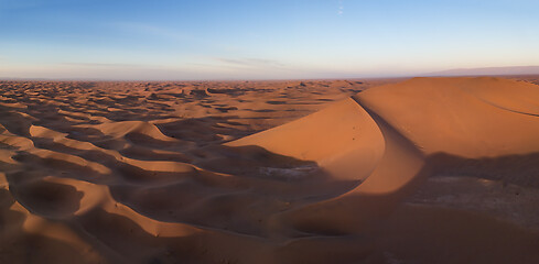 Image showing Aerial view on dunes in Sahara desert