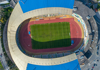 Image showing Top view of football soccer stadium