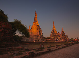 Image showing Wat Phra Si Sanphet at night Ayuthaya