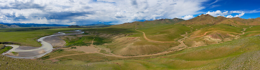 Image showing Aerial landscape in Orkhon valley, Mongolia