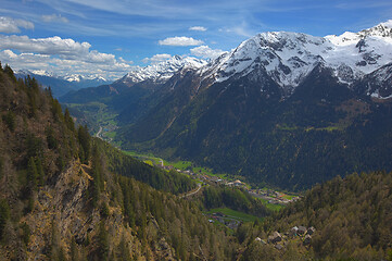 Image showing Snow mountains and valley in Switzerland