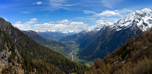 Image showing Snow mountains and valley in Switzerland