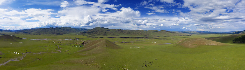 Image showing Aerial landscape in Orkhon valley, Mongolia