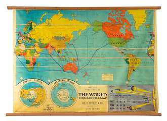 Image showing Vintage education color world map