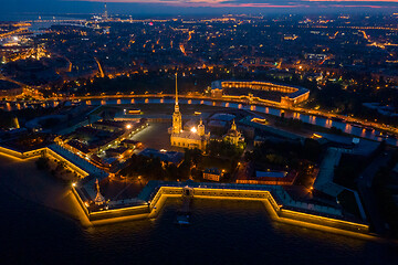 Image showing Peter and Paul Fortress at night