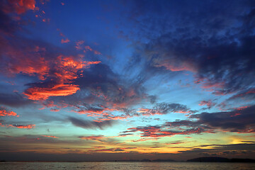Image showing Sky background after tropical sea sunset
