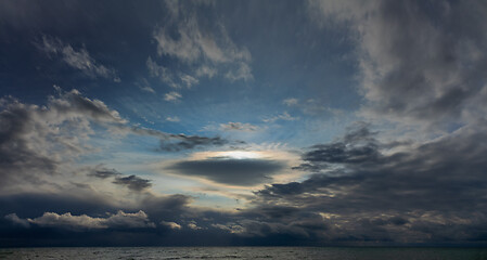 Image showing stormy sky over the winter sea