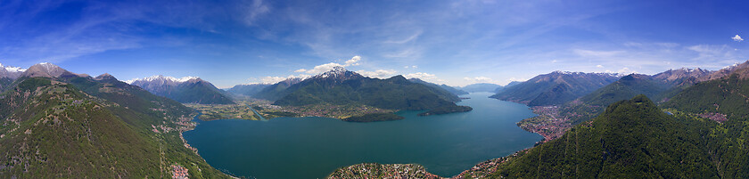 Image showing Aerial panorama landscape on Como lake