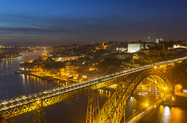 Image showing Porto old town and Dom Luis Bridge