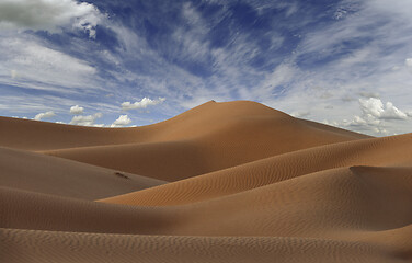 Image showing Big sand dunes in desert