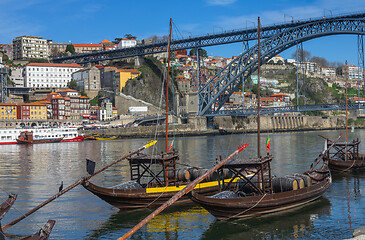 Image showing Traditional boats on Douro river in Porto