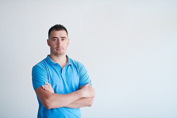 Image showing portrait of casual startup businessman wearing a blue T-shirt