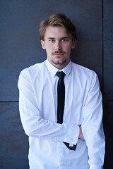 Image showing portrait of startup businessman in a white shirt with a tie