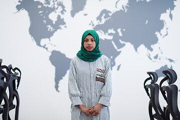 Image showing portrait of african muslim business woman at office