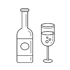 Image showing Sparkle wine bottle vector line icon.