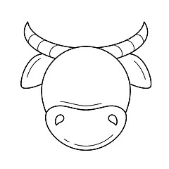 Image showing Cow head vector line icon.