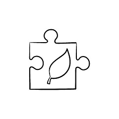 Image showing Puzzle piece hand drawn sketch icon.