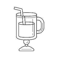 Image showing Glass with drinking straw vector line icon.