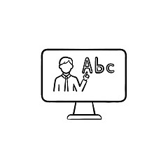 Image showing Online education hand drawn outline doodle icon.