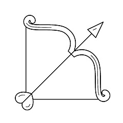 Image showing Cupid bow with arrow vector line icon.