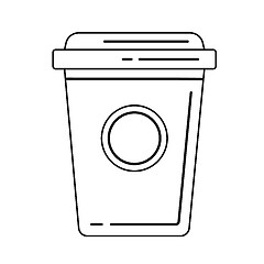 Image showing Plastic cup of chocolate coffee vector line icon.