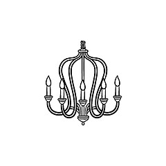 Image showing Chandelier hand drawn sketch icon.