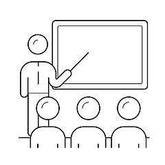 Image showing Presenter at business presentation line icon.