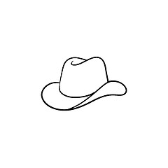 Image showing Cowboy hat hand drawn sketch icon.