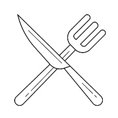 Image showing Fork and knife vector line icon.