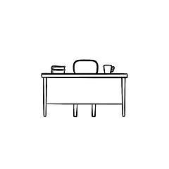 Image showing Work desk hand drawn sketch icon.