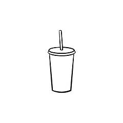 Image showing Plastic cup of soda pop hand drawn sketch icon.