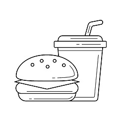 Image showing Food and beverage takeaway vector line icon.