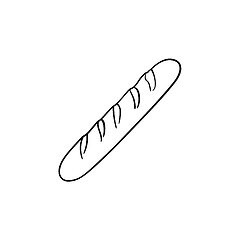 Image showing French baguette hand drawn sketch icon.