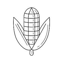 Image showing Corn cob vector line icon.