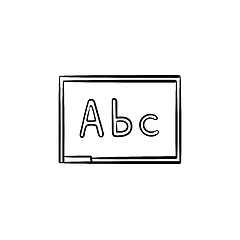 Image showing Chalkboard with abc letters hand drawn sketch icon