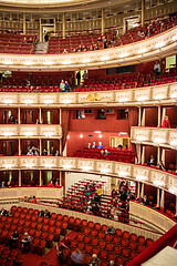 Image showing Interior of the Vienna State Opera auditorium with parterre and balconies.